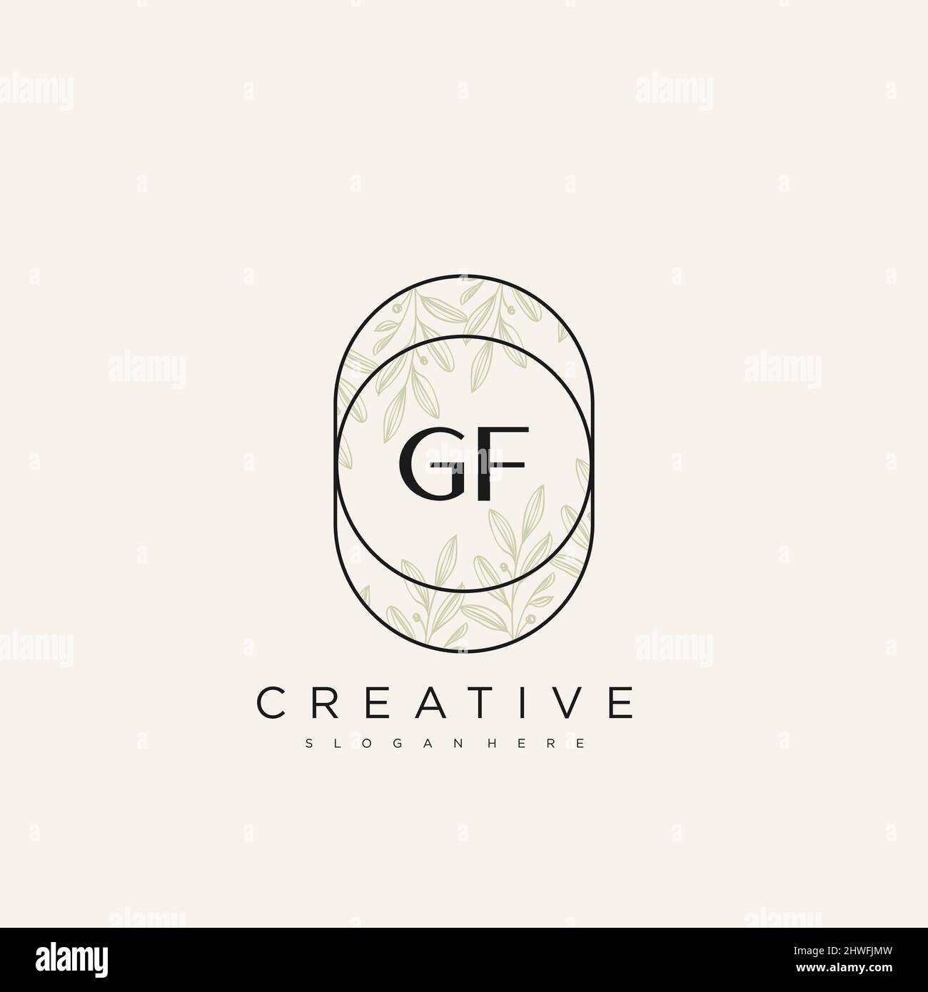 GF Initial Letter Flower Logo Template Vector premium vector Stock Vector