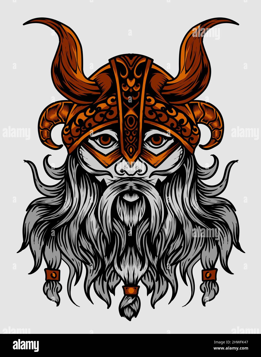 illustration vector viking head on white background Stock Vector Image