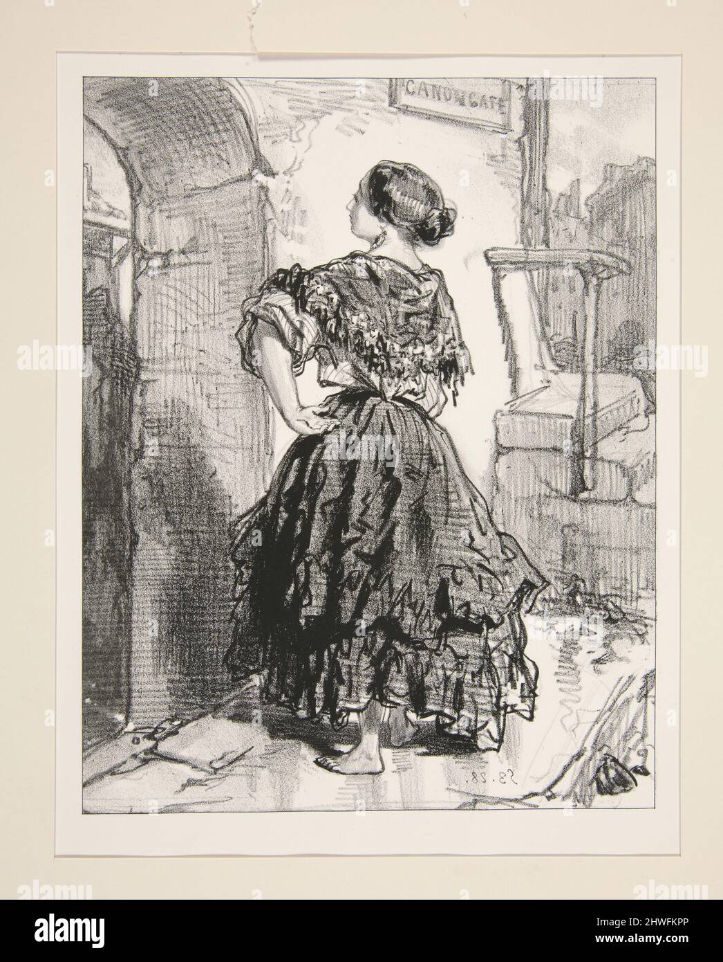 Une partageuse a Edimbourg..  Artist: Paul Gavarni, French, 1804–1866 Stock Photo