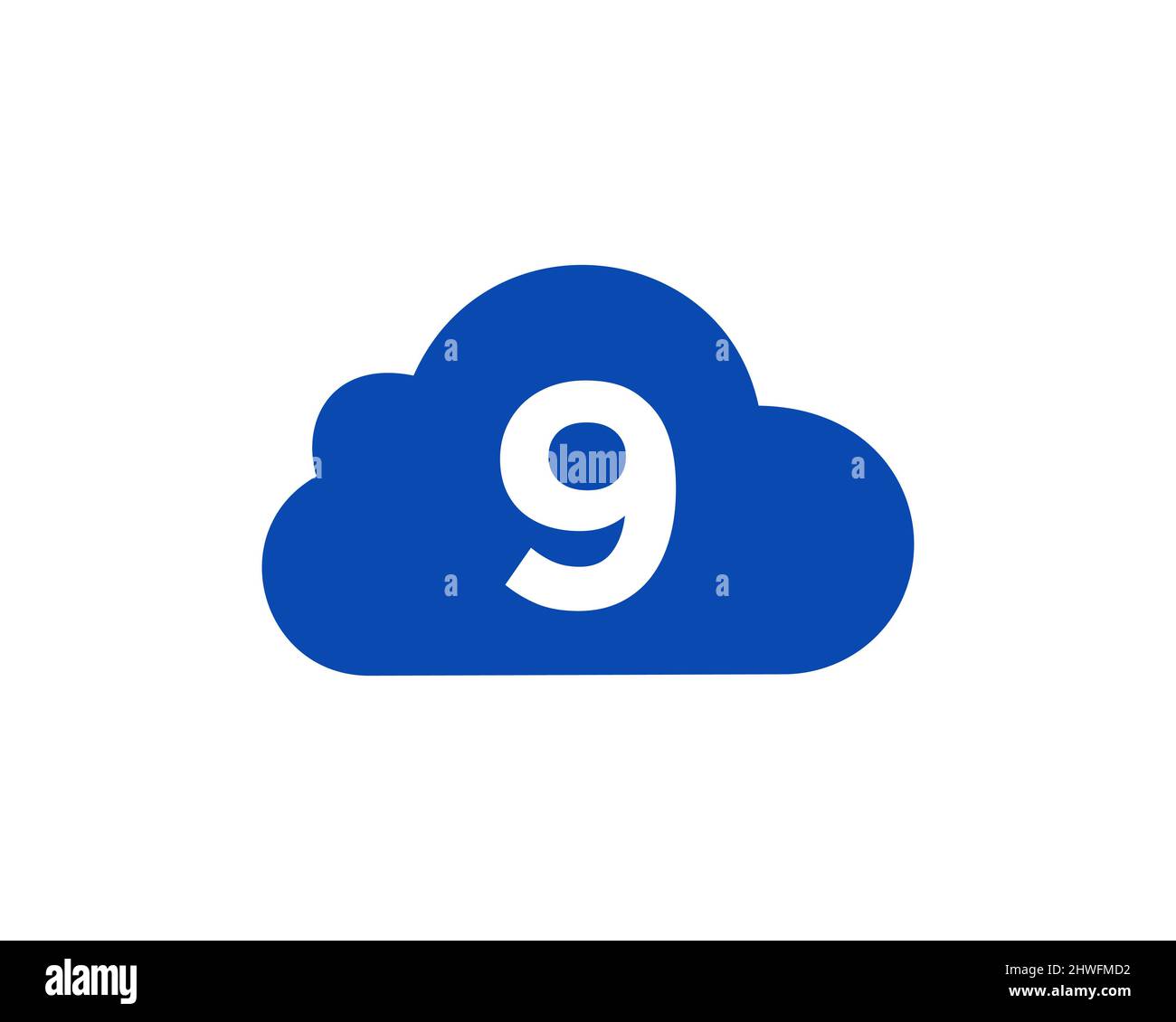 Cloud Logo Design On 9 Letter. Initial Letter 9 Cloud Logo Vector ...