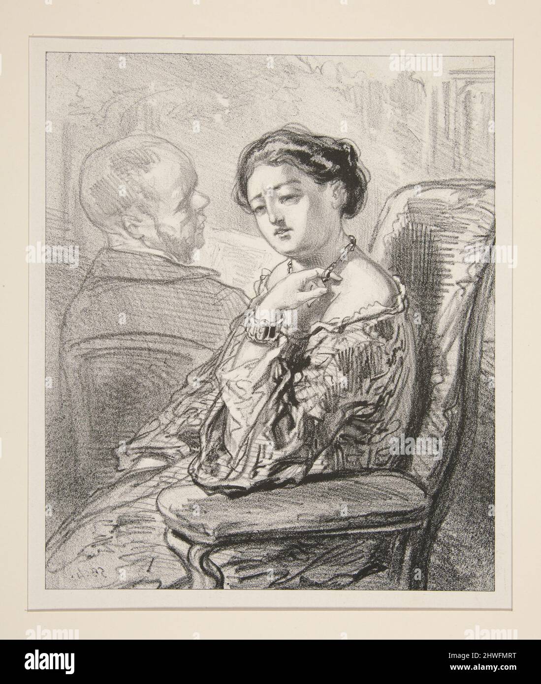 Mon Dieu! Fortune, ne sois donc pas ennuyeux comme ca!….  Artist: Paul Gavarni, French, 1804–1866 Stock Photo