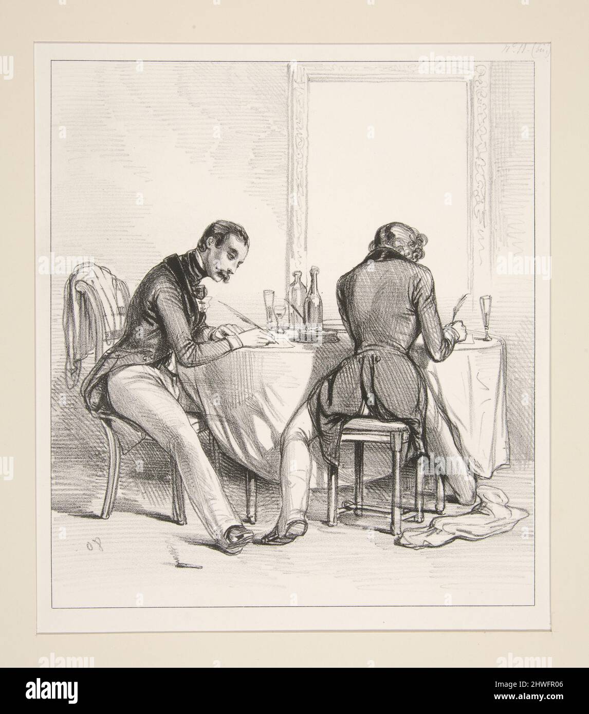 Conge en partie double. Notre (ce mot raye) chere Adele….  Artist: Paul Gavarni, French, 1804–1866 Stock Photo