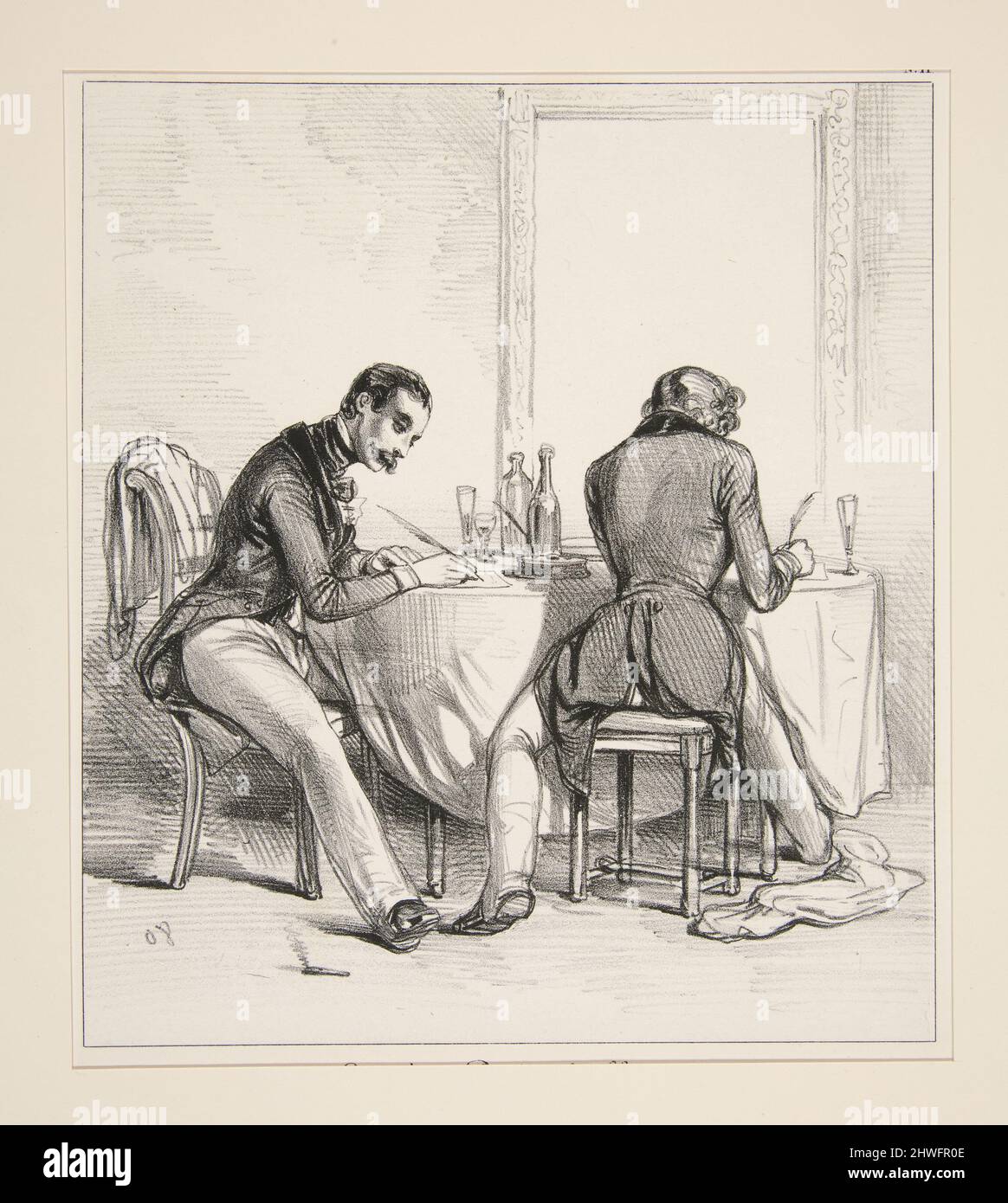 Conge en Partie Double. Notre (ce mot raye) Chere Adele….  Artist: Paul Gavarni, French, 1804–1866 Stock Photo