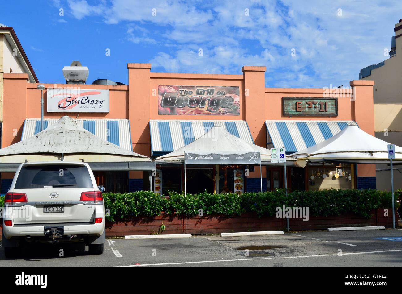 Historic buildings serving as shops and restaurants at Windsor in western Sydney, Australia