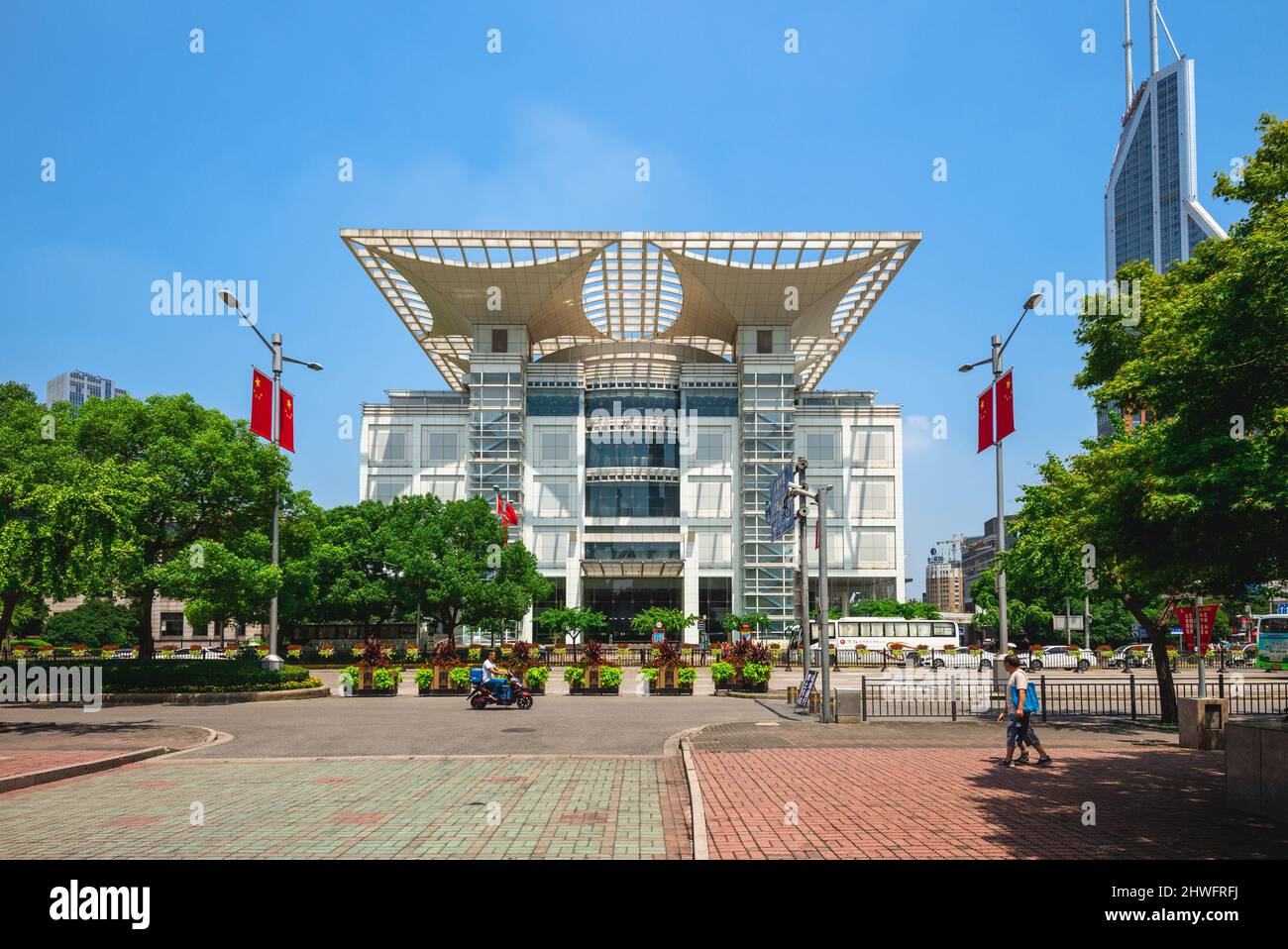 July 27, 2018: Shanghai Urban Planning Exhibition Center, located on Peoples Square in Shanghai, China. It is a six story building which displays Shan Stock Photo
