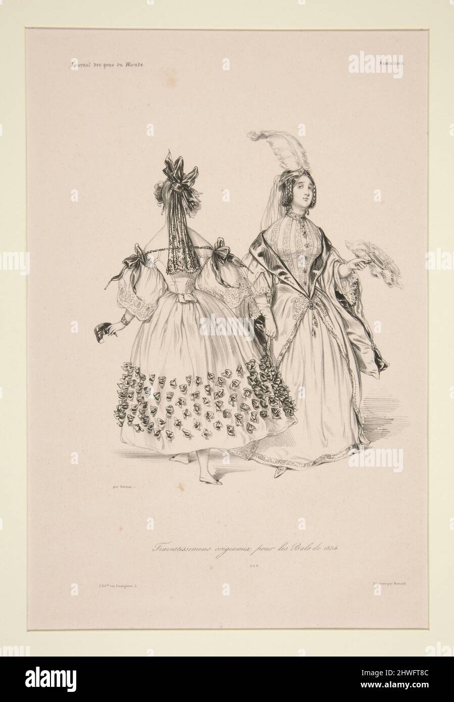 TRAVESTISSEMENS (sic) ORIGINAUX pour les bals de 1834. 5 et 6.. Artist:  Paul Gavarni, French, 1804–1866 Stock Photo - Alamy