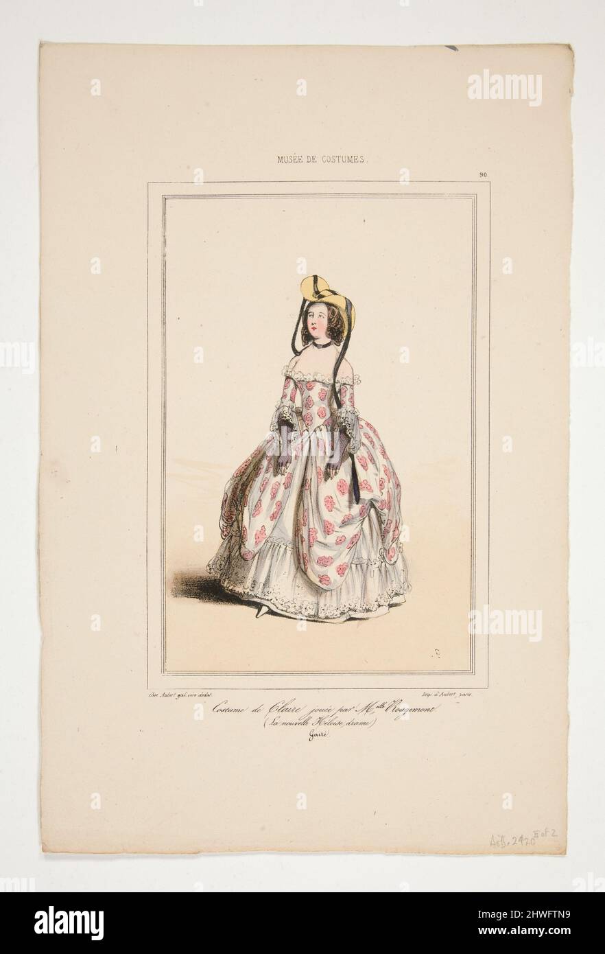 Costume de Claire, joue par M’le Rougemont. ….  Artist: Paul Gavarni, French, 1804–1866 Stock Photo