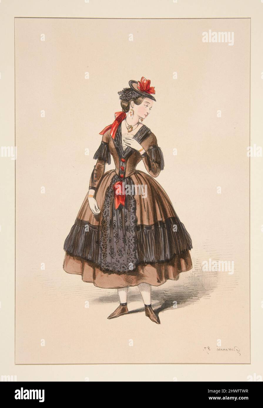 PORTUGAISE. Corsage et jupe de soie, …. Artist: Paul Gavarni, French,  1804–1866 Stock Photo - Alamy