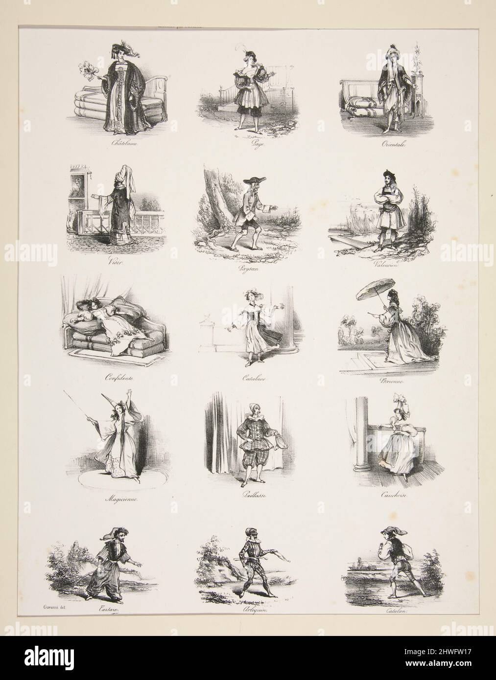 Soubrette. - Pierrot. - Pierrette. ….  Artist: Paul Gavarni, French, 1804–1866 Stock Photo