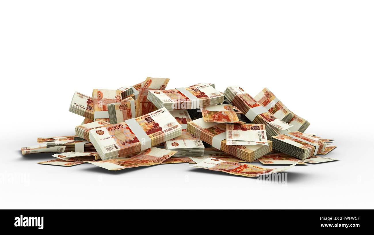 3D Isolated Stack of 5000 Russian Ruble notes Stock Photo - Alamy