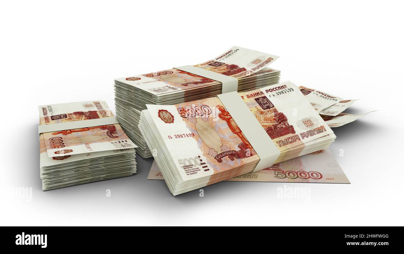 5000 на русские рубли. Bundle of Banknotes rubles icon.