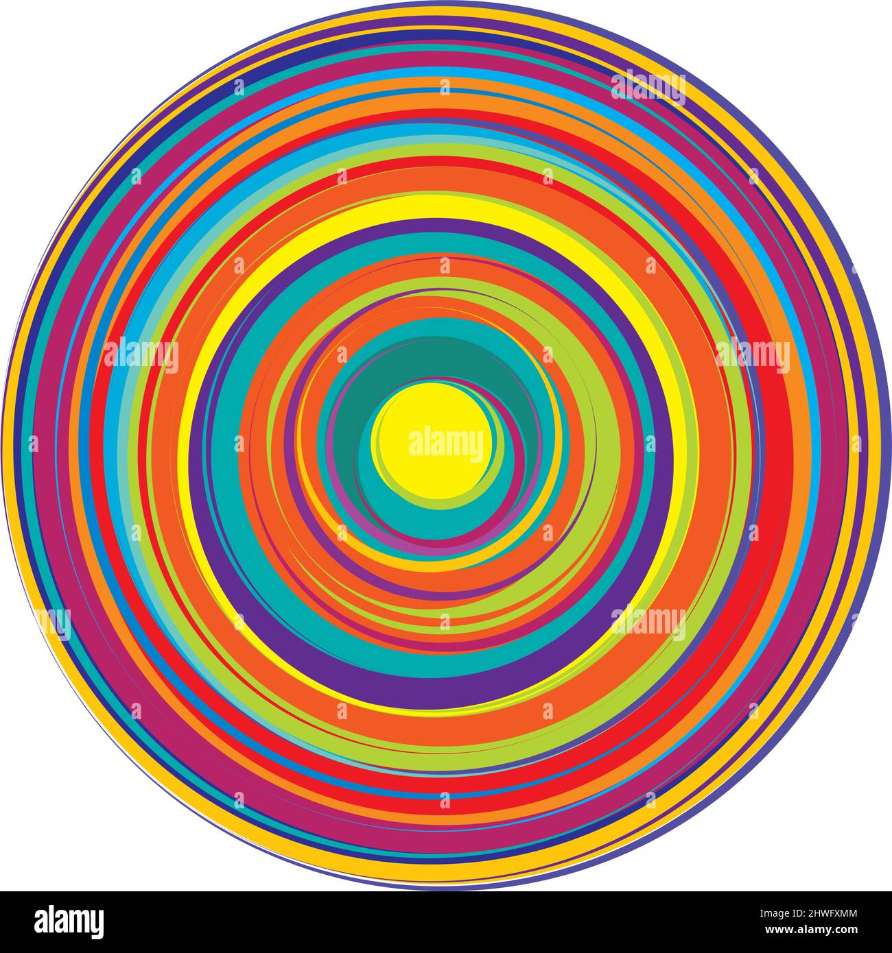 Random, colorful concentric circles, rings stock vector illustration