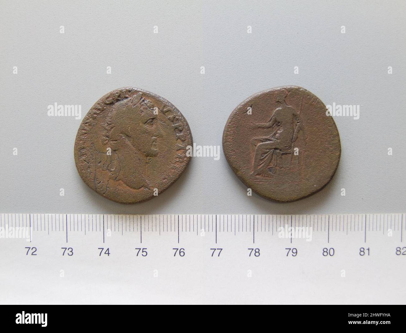 Sestertius of Antoninus Pius, Emperor of Rome from Rome. Ruler ...