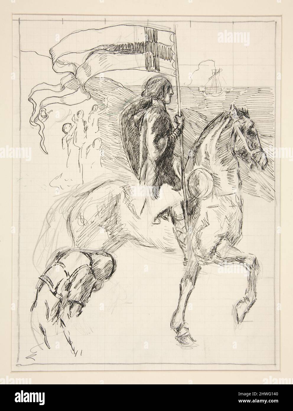 Galahad Departs, study for The Quest of the Holy Grail (series of
