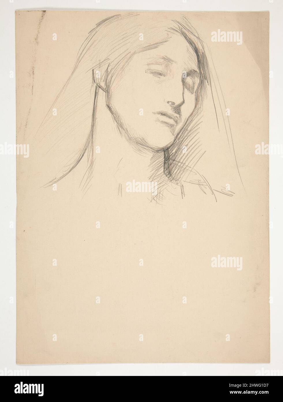 Study of a woman’s head. Artist Edwin Austin Abbey, American, 1852