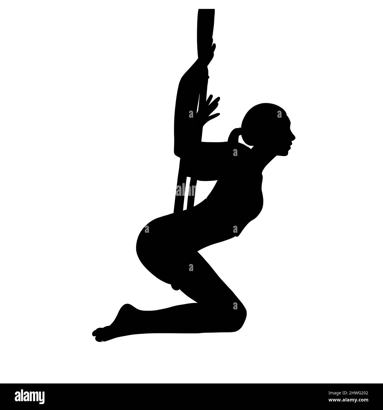 Aerial female gymnast silhouette in hoop. Aerial gymnastics stunt. Vector  illustration isolated on white background Stock Vector Image \u0026 Art - Alamy, image size:1300x1390