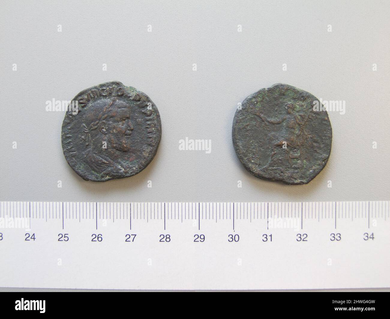 Sestertius of Pupienus from Rome. Ruler: Pupienus, ca. 165–238, ruled 238 Mint: Rome Artist: Unknown Stock Photo