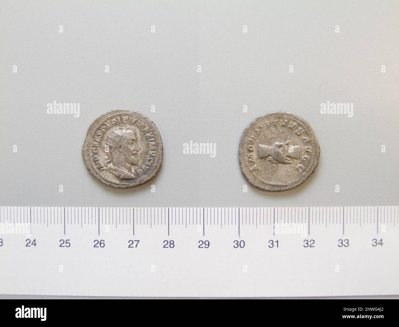 Antoninianus of Pupienus from Rome. Ruler: Pupienus, ca. 165–238, ruled 238 Mint: Rome Artist: Unknown Stock Photo