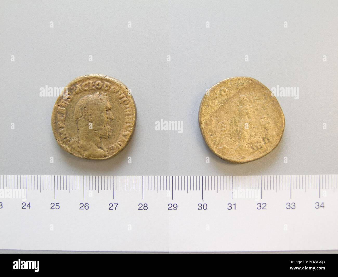 Sestertius of Pupienus from Rome. Ruler: Pupienus, ca. 165–238, ruled 238 Mint: Rome Artist: Unknown Stock Photo