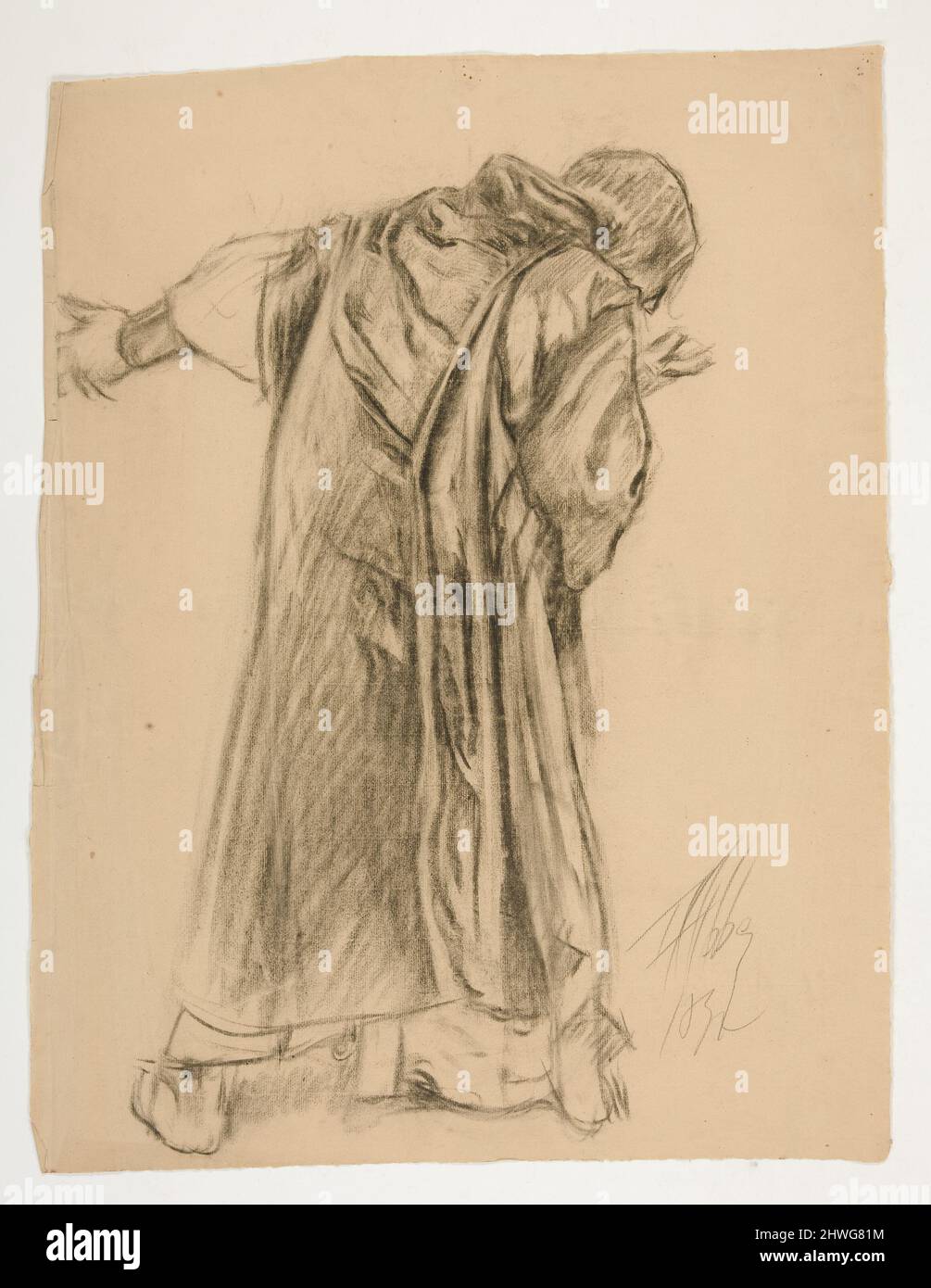 Study of Sir Galahad, for one of the murals from The Quest of the Holy Grail (a series of fifteen paintings for the Boston Public Library, completed in 1901).  Artist: Edwin Austin Abbey, American, 1852–1911, M.A. (HON.) 1897 Stock Photo