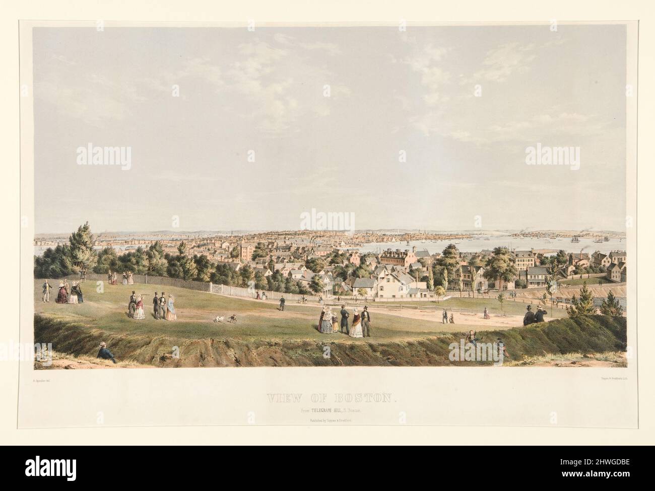 View of Boston / From Telegraph Hill, S. Boston. Publisher: Tappan & Bradford, BostonAfter: Bernard Spindler, American, 1826–1865 Stock Photo