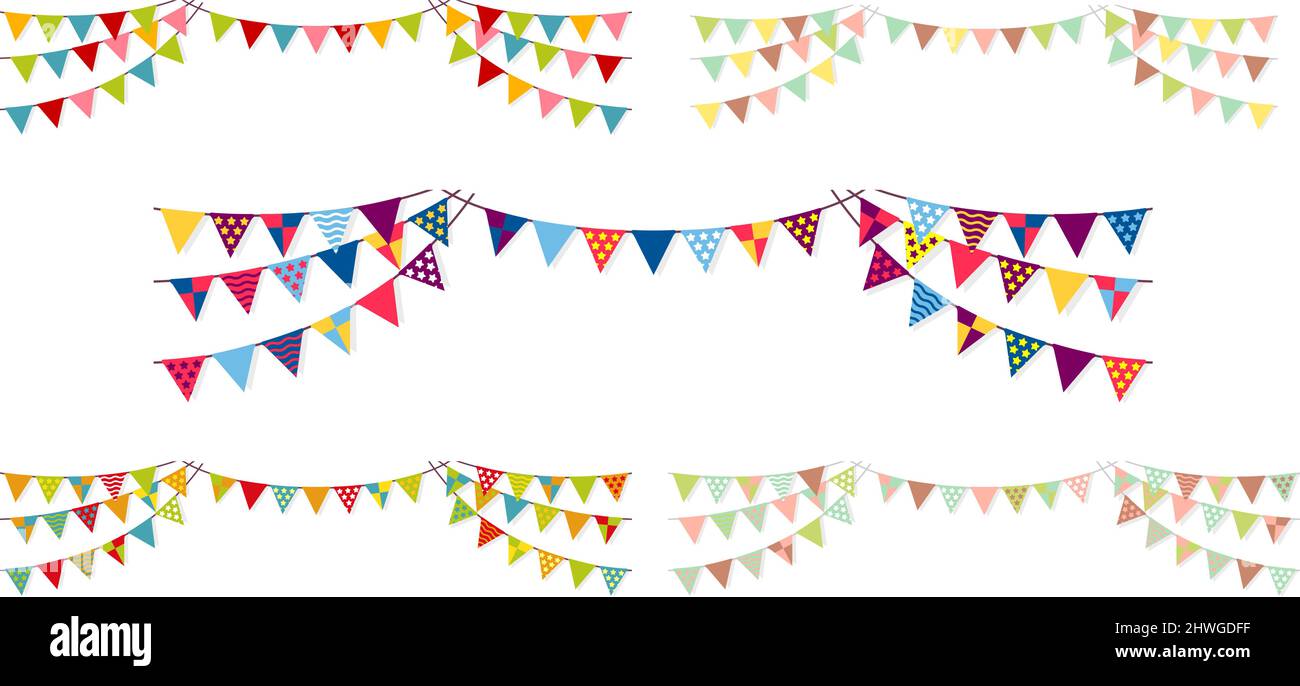 Bunting garland (pennant flags) decoration illustration Stock Vector