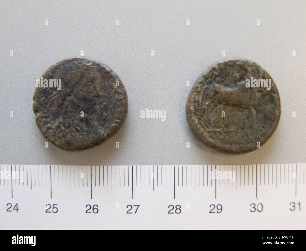 Nummus of Julian II, Caesar, Augustus. Ruler: Julian, Emperor of Rome, 331–363, ruled 361–63 Stock Photo