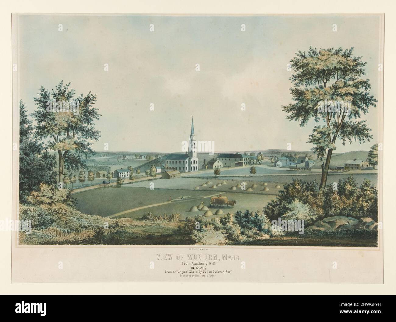 View of Woburn, Mass. from Academy Hill, 1820.  Artist: Bowen Buckman, American, 1788–1864 Stock Photo