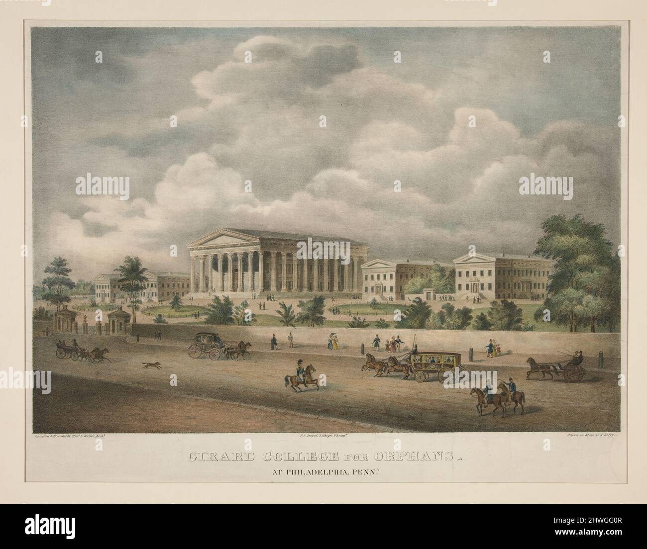 Girard College for Orphans - at Philidelphia, Penna..  Artist: Alfred M. Hoffy, American, 1790–1860After: Thomas Ustick Walter, American, 1804–1887 Stock Photo