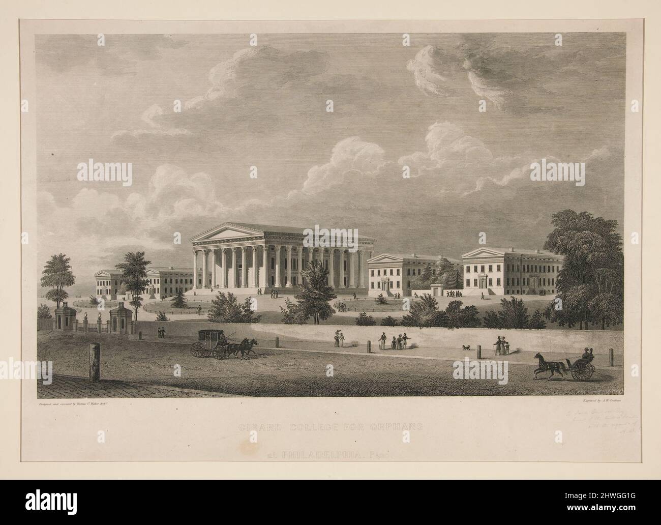 Girard College for Orphans - at Philidelphia, Penn.. Engraver: A. W. Graham, American, active 1832–69After: Thomas Ustick Walter, American, 1804–1887 Stock Photo