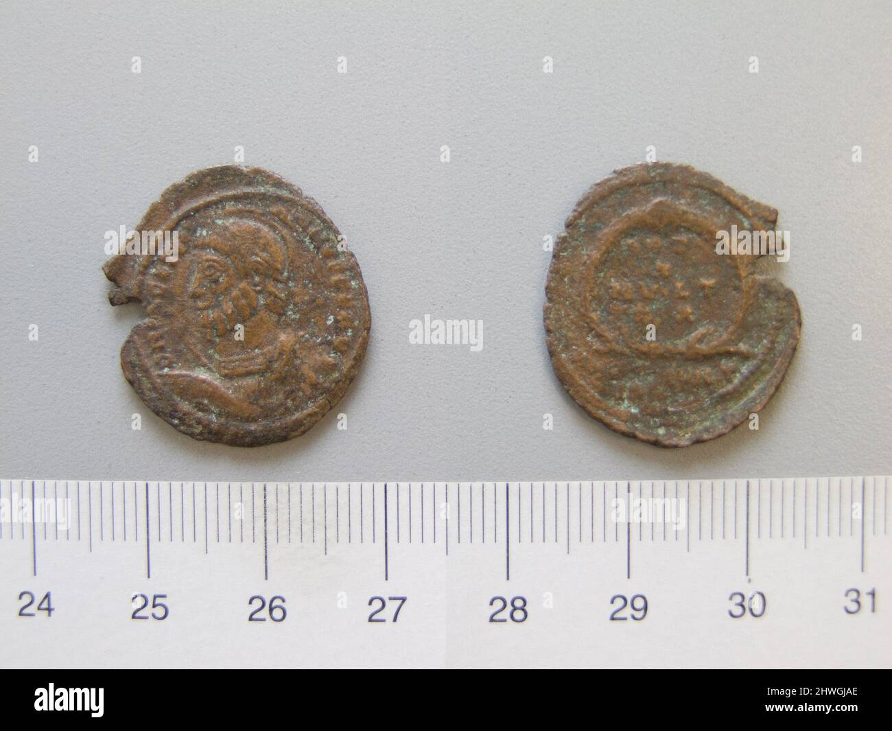 Nummus of Julian II, Caesar, Augustus. Ruler: Julian, Emperor of Rome, 331–363, ruled 361–63 Artist: Unknown Stock Photo