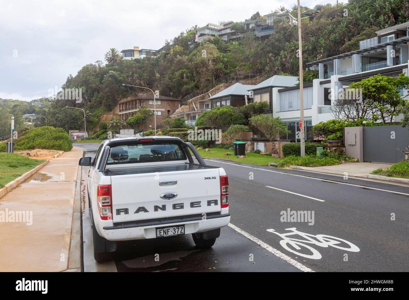 2021 White Ford Ranger ute utility vehicle in Palm Beach,Sydney,Australia Stock Photo