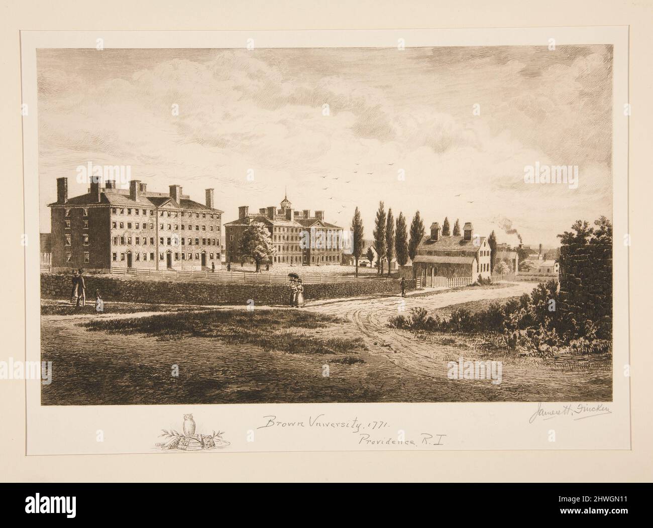 Brown University, 1771.  Artist: James Horsey Fincken, American, 1860–1943 Stock Photo