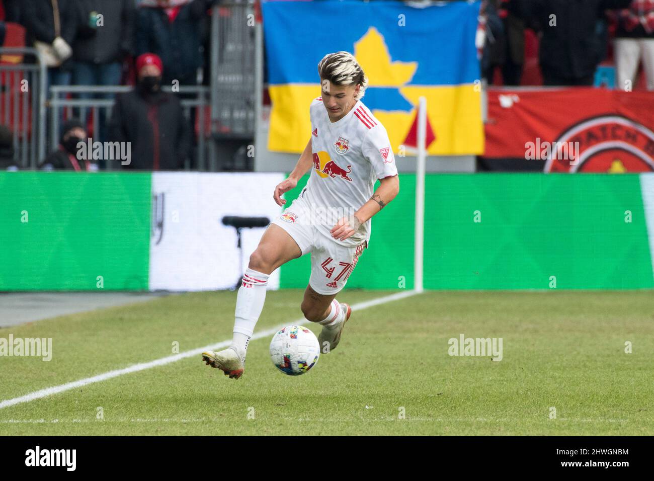 Harrison, United States . 28th Aug, 2021. John Tolkin (47, NY Red Bulls)  during the Major League Soccer game between New York Red Bulls and Chicago  Fire FC at Red Bull Arena