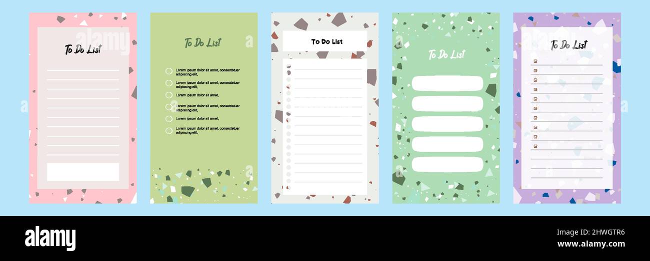Set collection of colorful to do check list blank daily weekly planner. Suitable for social media story stories web banner template layout with abstra Stock Vector