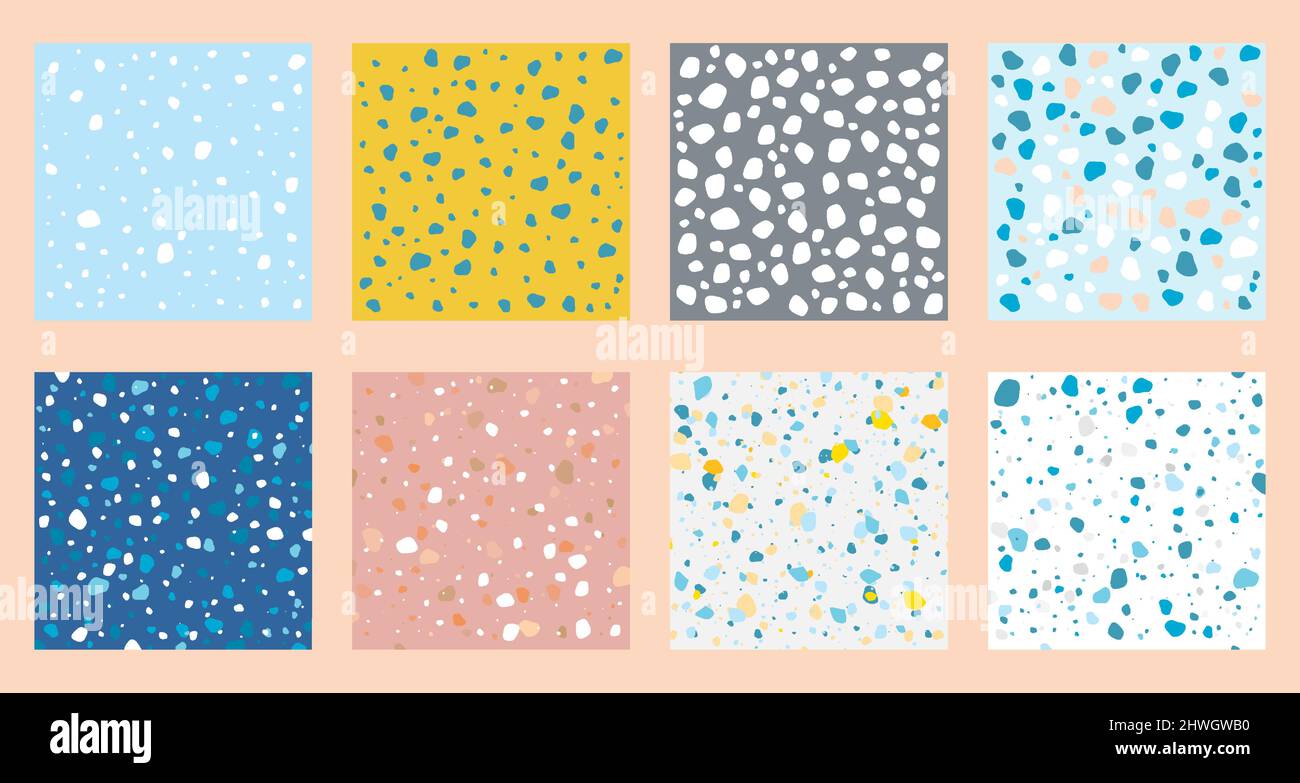 Set collection of colorful venetian terrazzo imitation seamless stone ...