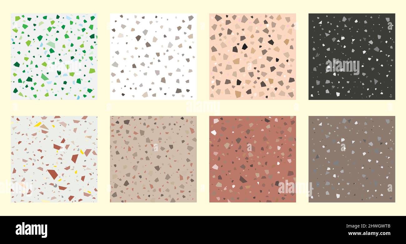 Set collection of colorful venetian terrazzo imitation seamless stone ...