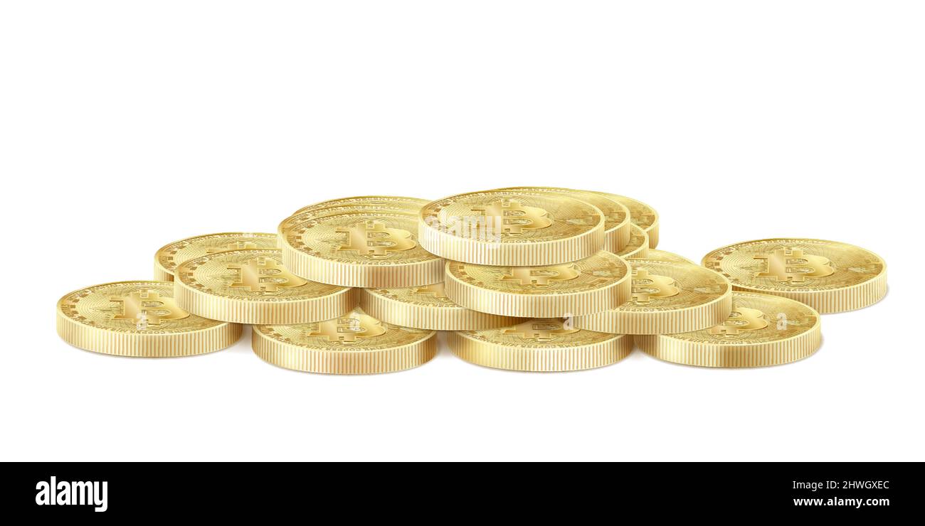 Golden bitcoin stack icon for cryptocurrency, virtual currency, digital  money, ecash. Bitcoin symbol for fintech network banking and blockchain.  Reali Stock Vector Image & Art - Alamy