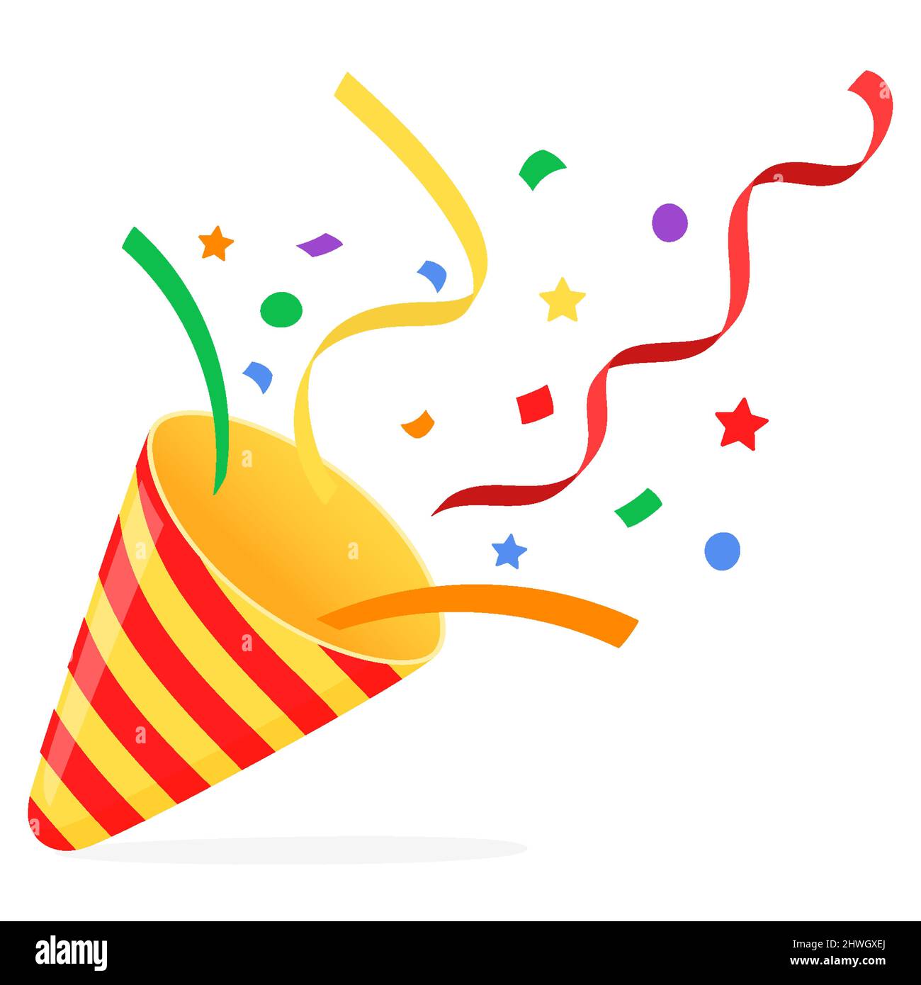 Exploding party popper with confetti, bright cartoon birthday cracker.  Isolated vector illustration of celebration symbol emoji. Flat design Stock  Vector Image & Art - Alamy