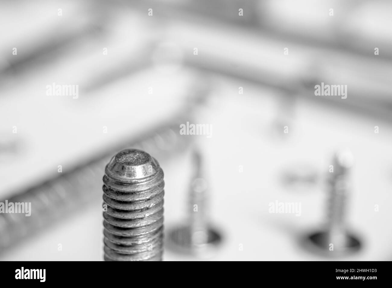 Screws and washers on white background Stock Photo Alamy
