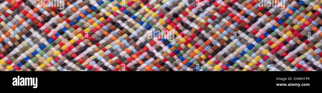 striped multicolored fabric, macro view, high resolution Stock Photo