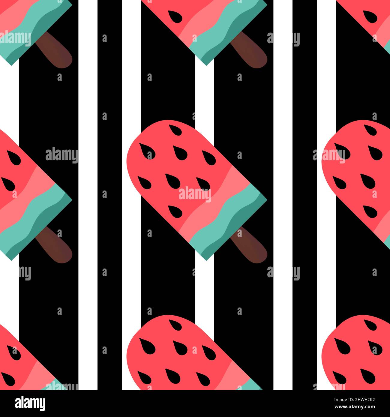 Summer seamless watermelon ice cream pattern for fabrics and packaging ...