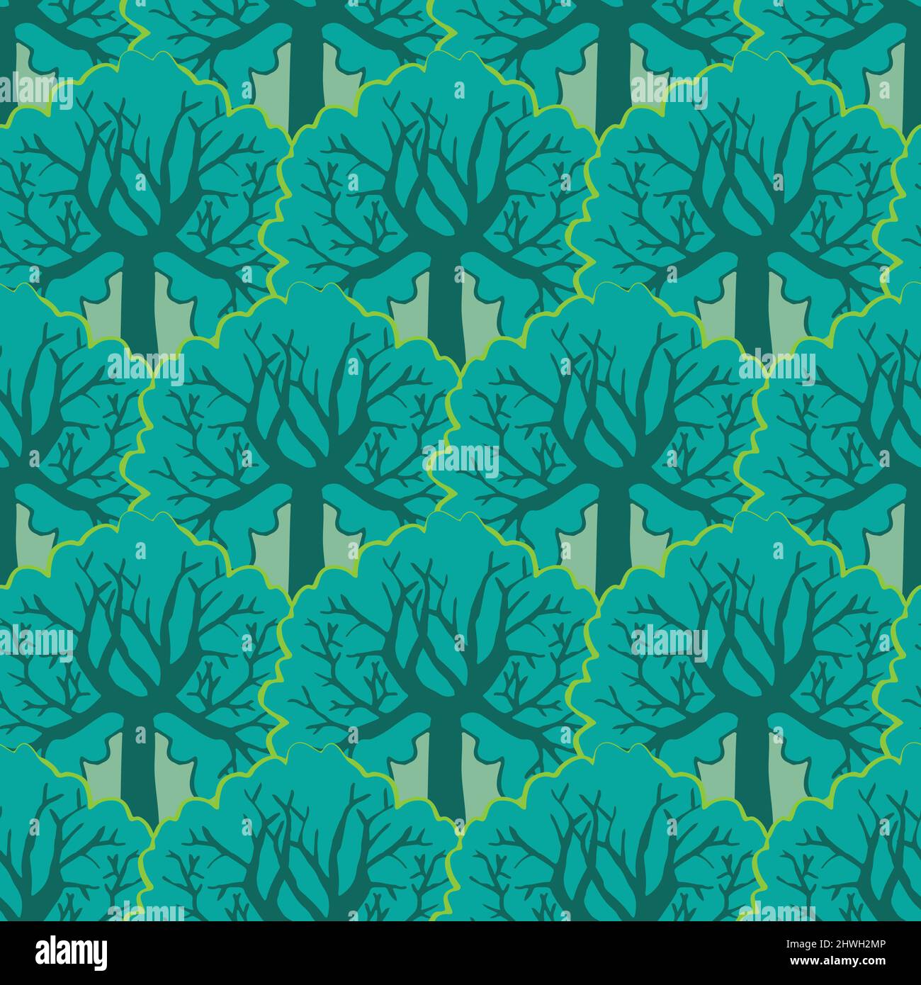 A green trees landscape seamless vector pattern Stock Vector