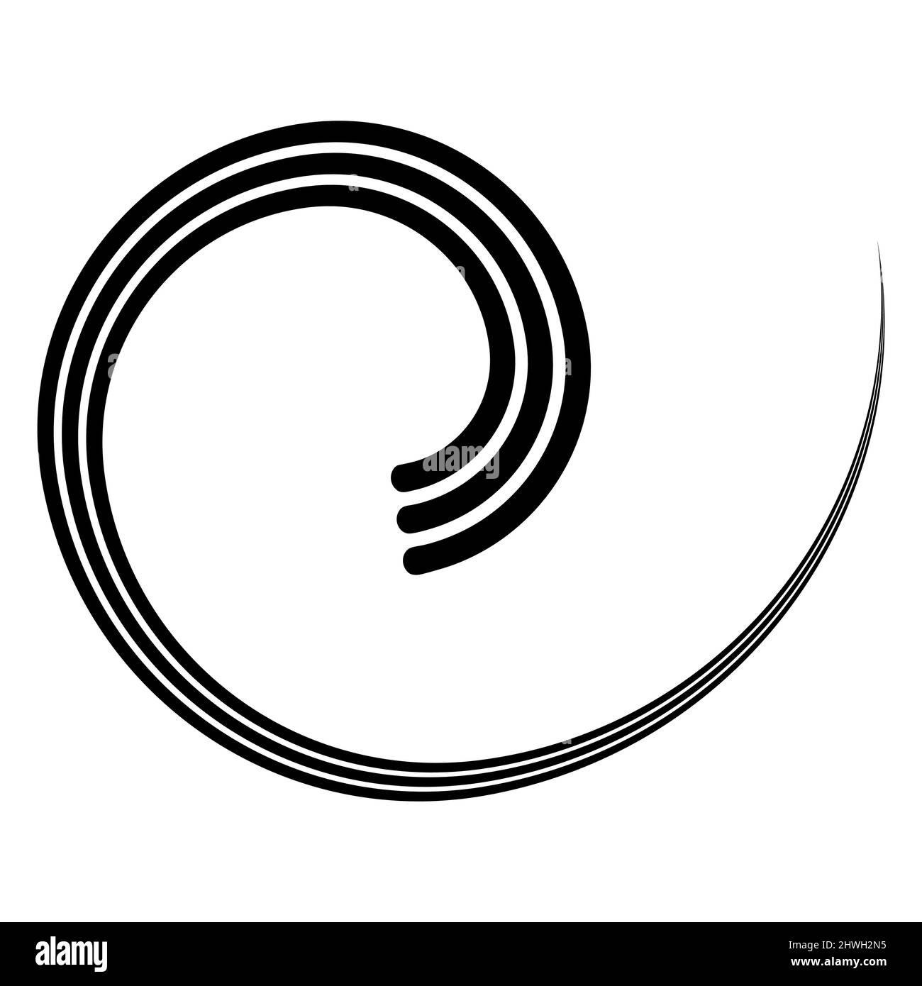 Triple round spiral logo template swirl curl, track stripes Stock Vector