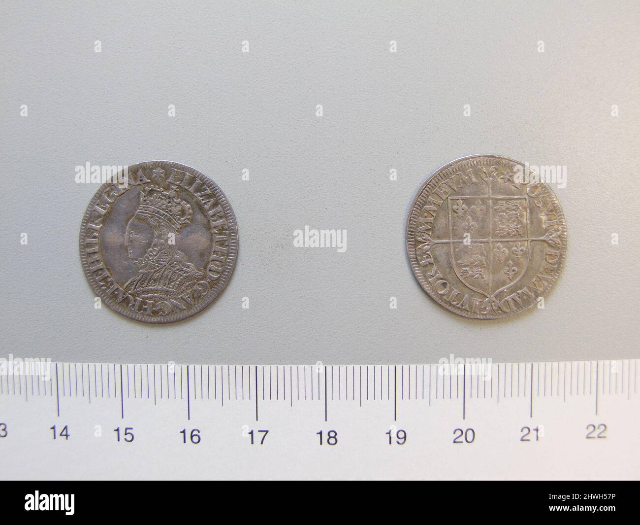 1 Groat of Elizabeth I, Queen of England from London. Ruler: Elizabeth I, Queen of England, British, 1533–1603, ruled 1558–1603 Mint: London Artist: Unknown Stock Photo