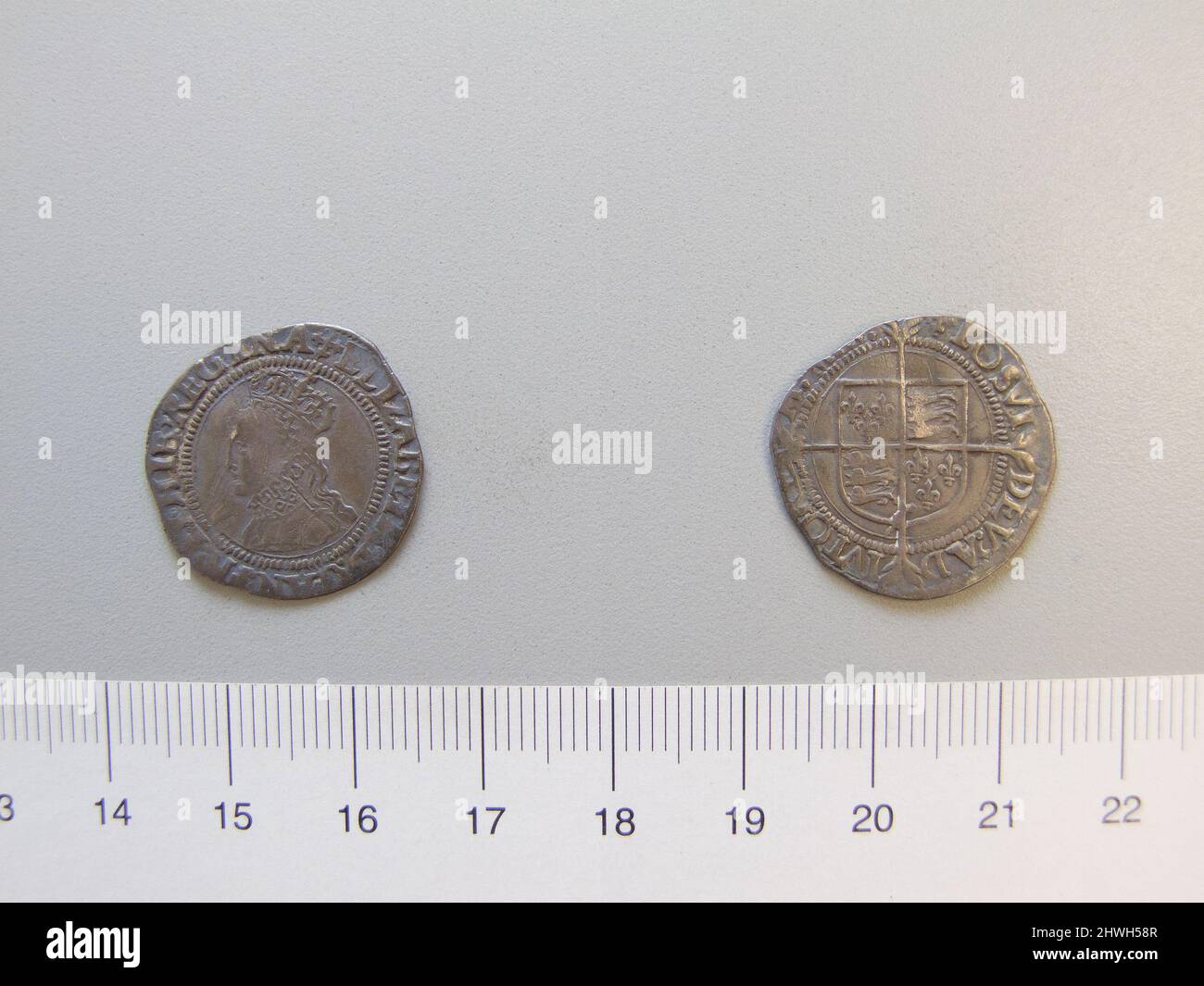 1 Groat of Elizabeth I, Queen of England from London. Ruler: Elizabeth I, Queen of England, British, 1533–1603, ruled 1558–1603 Mint: London Artist: Unknown Stock Photo