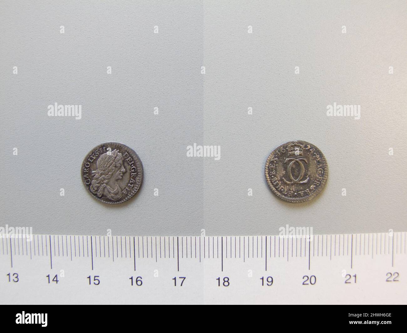 Twopence of Charles II, King of England and Scotland from London. Ruler ...