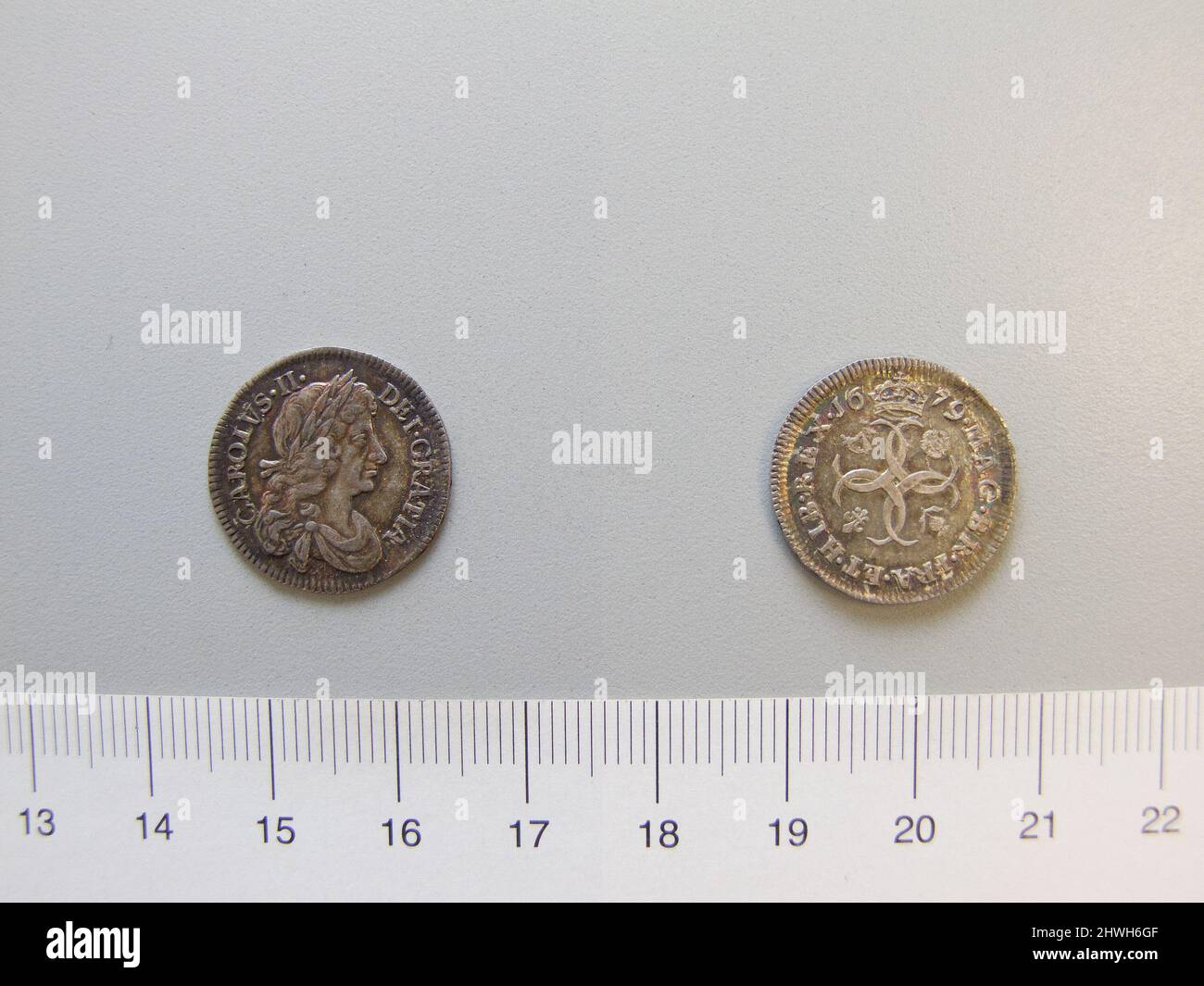 4 Pence of Charles II, King of England and Scotland from Unknown . Ruler: Charles II, King of England and Scotland, British, 1630–1685, ruled 1660–85 Artist: Unknown Stock Photo