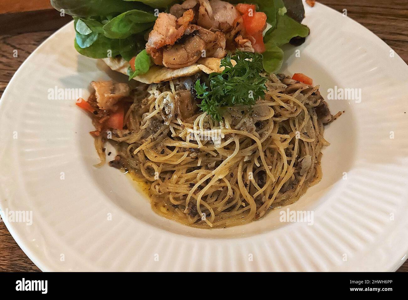 Spaghetti, Italian Food at Cafe, Jakarta, Indonesia Stock Photo Alamy