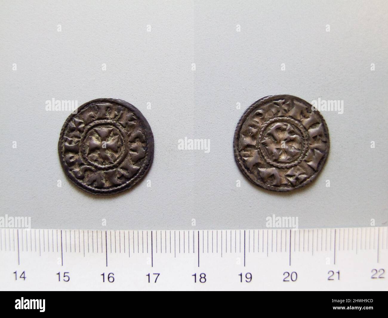1 Denier of Charles II, King of France from Melle. Ruler: Charles II, King of France, French, 823–877, ruled 840–77 Mint: Melle Artist: Unknown Stock Photo